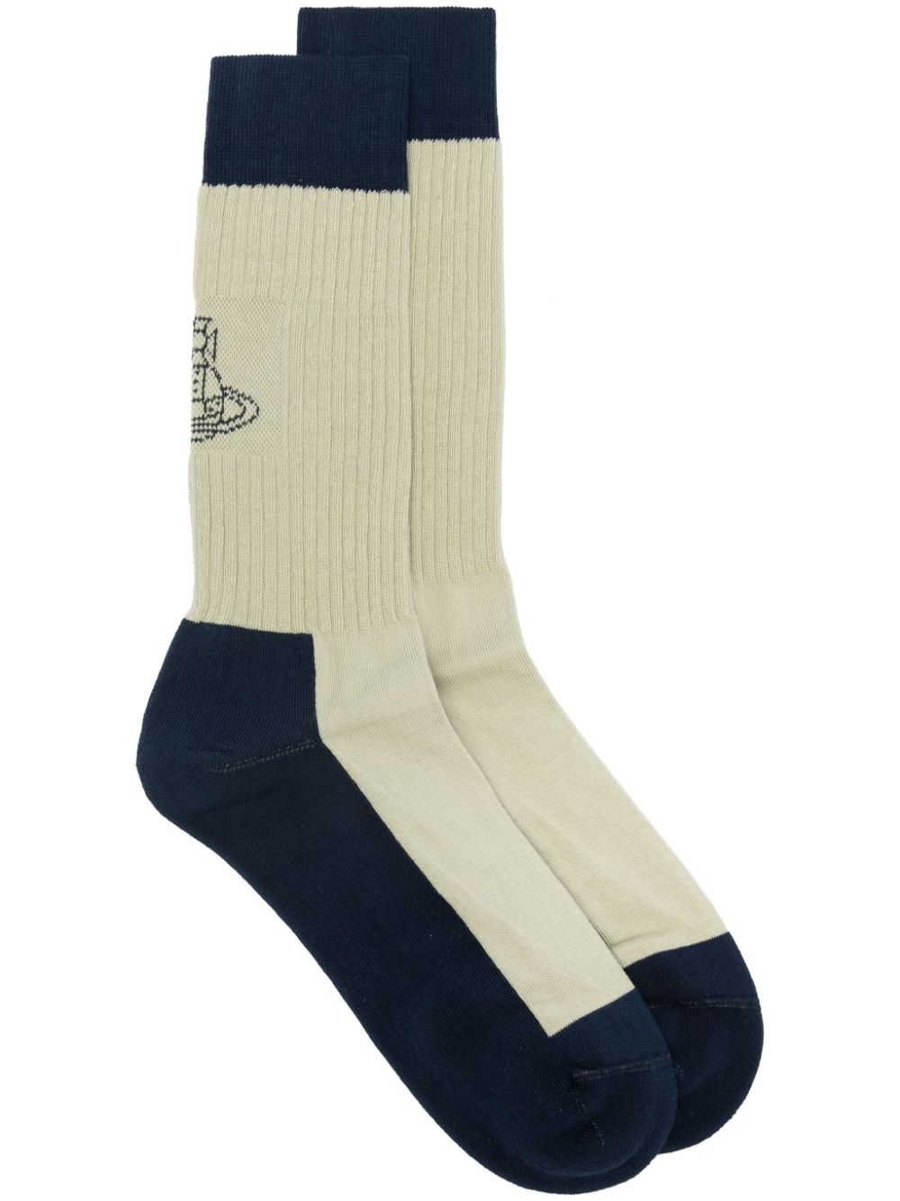 Vivienne Westwood Orb-embroidery ribbed socks - Blue von Vivienne Westwood