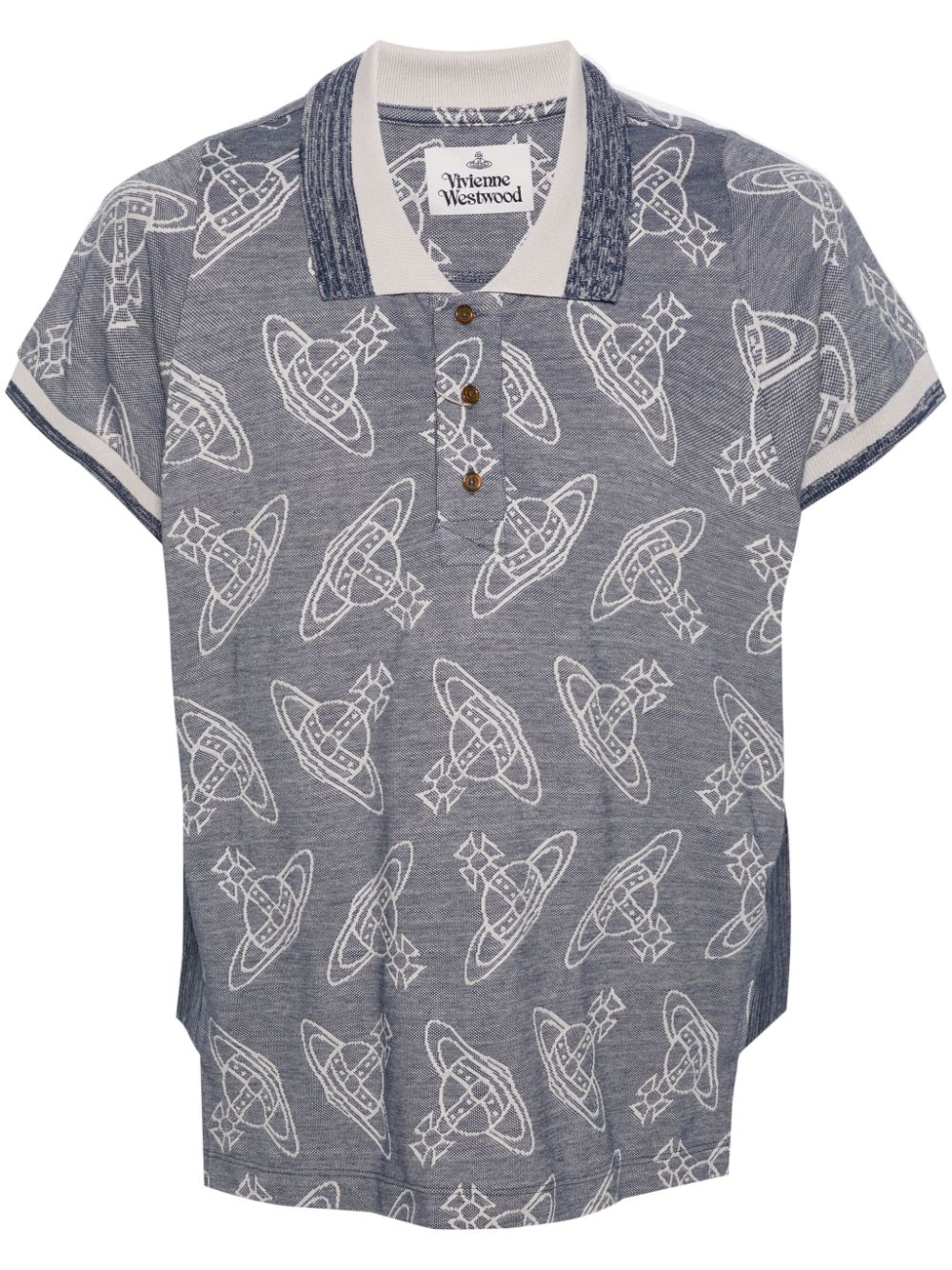 Vivienne Westwood Orb-jacquard cotton polo shirt - Blue von Vivienne Westwood