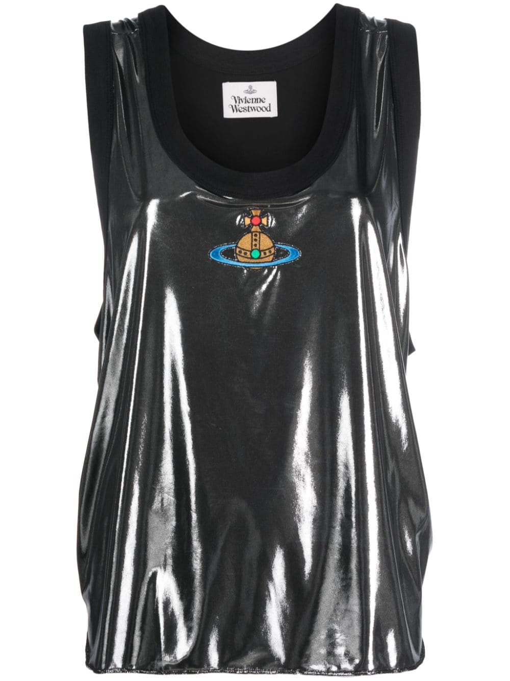 Vivienne Westwood laminated Orb-embroidered tank top - Silver von Vivienne Westwood