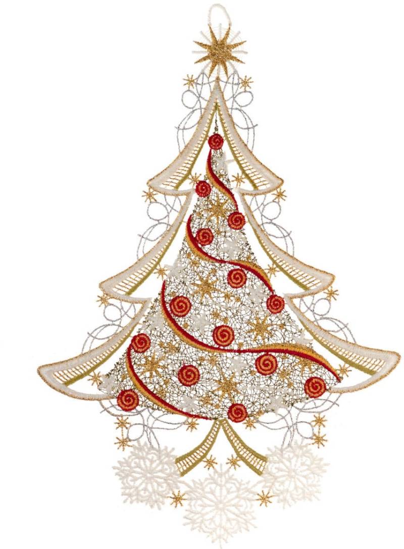 W. Reuter & Sohn - Plauener Spitze® Fensterbild »Weihnachtsbaum«, Made in Germany von W. Reuter & Sohn - Plauener Spitze®
