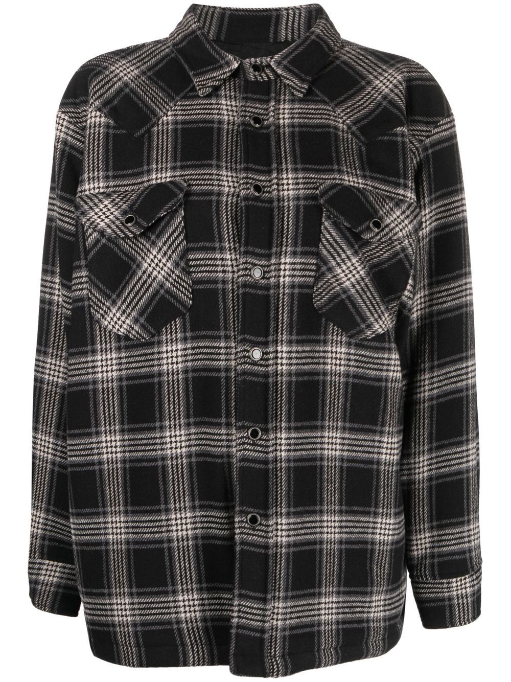 Washington Dee Cee check-pattern beaded shirt-jacket - Black von Washington Dee Cee