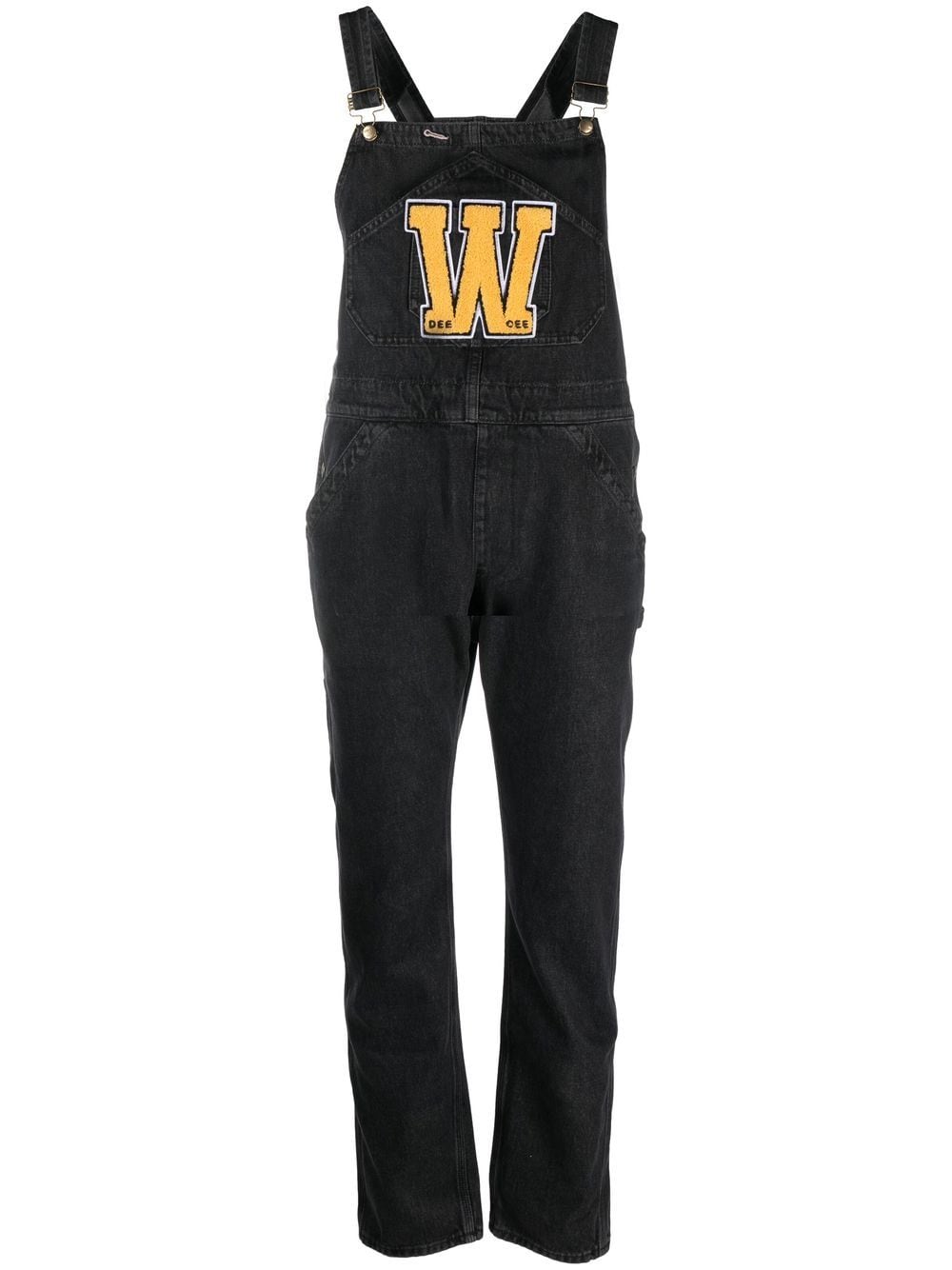 Washington Dee Cee logo-print denim dungarees - Black von Washington Dee Cee