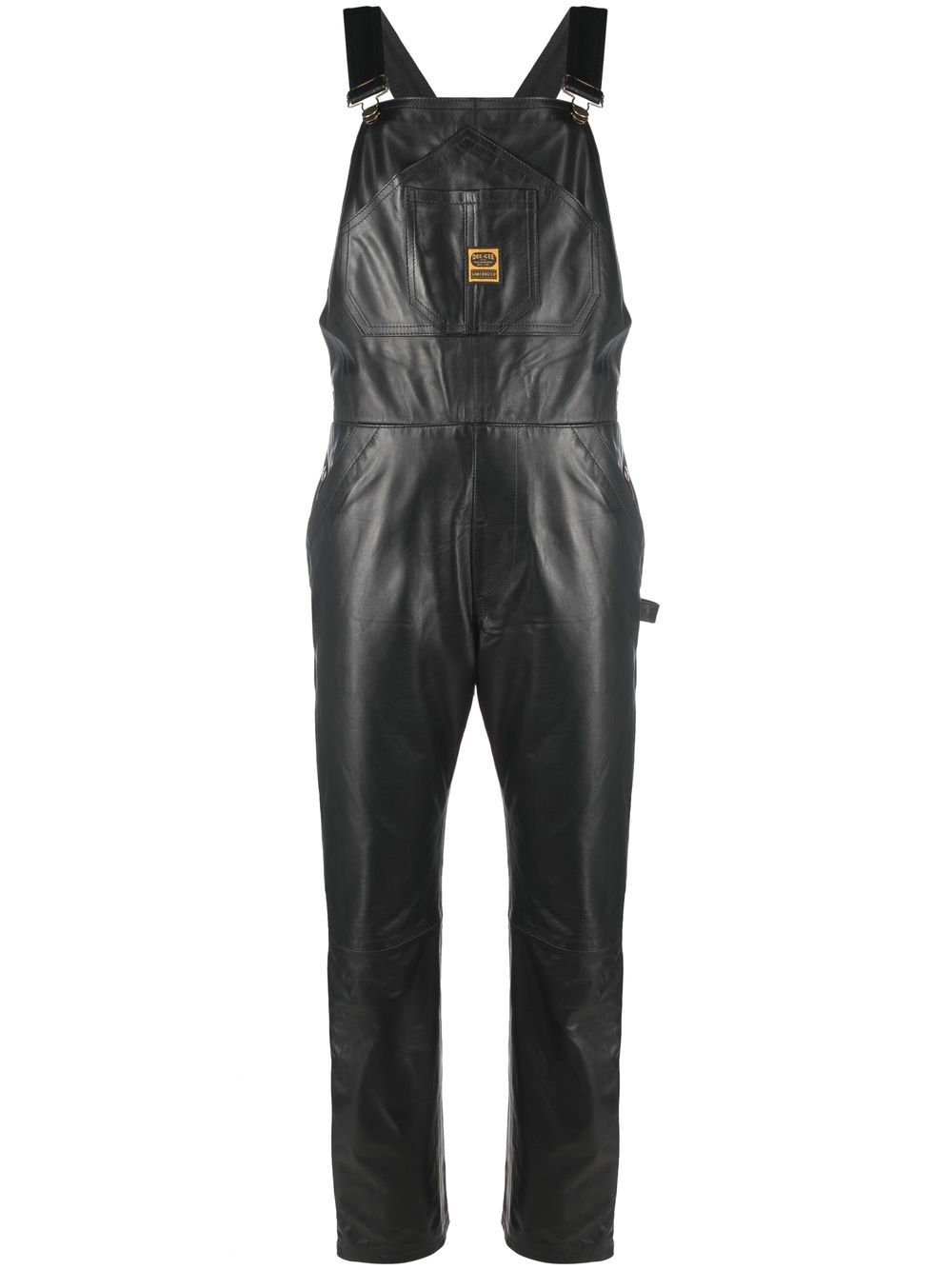 Washington Dee Cee straight-leg leather overalls - Black von Washington Dee Cee