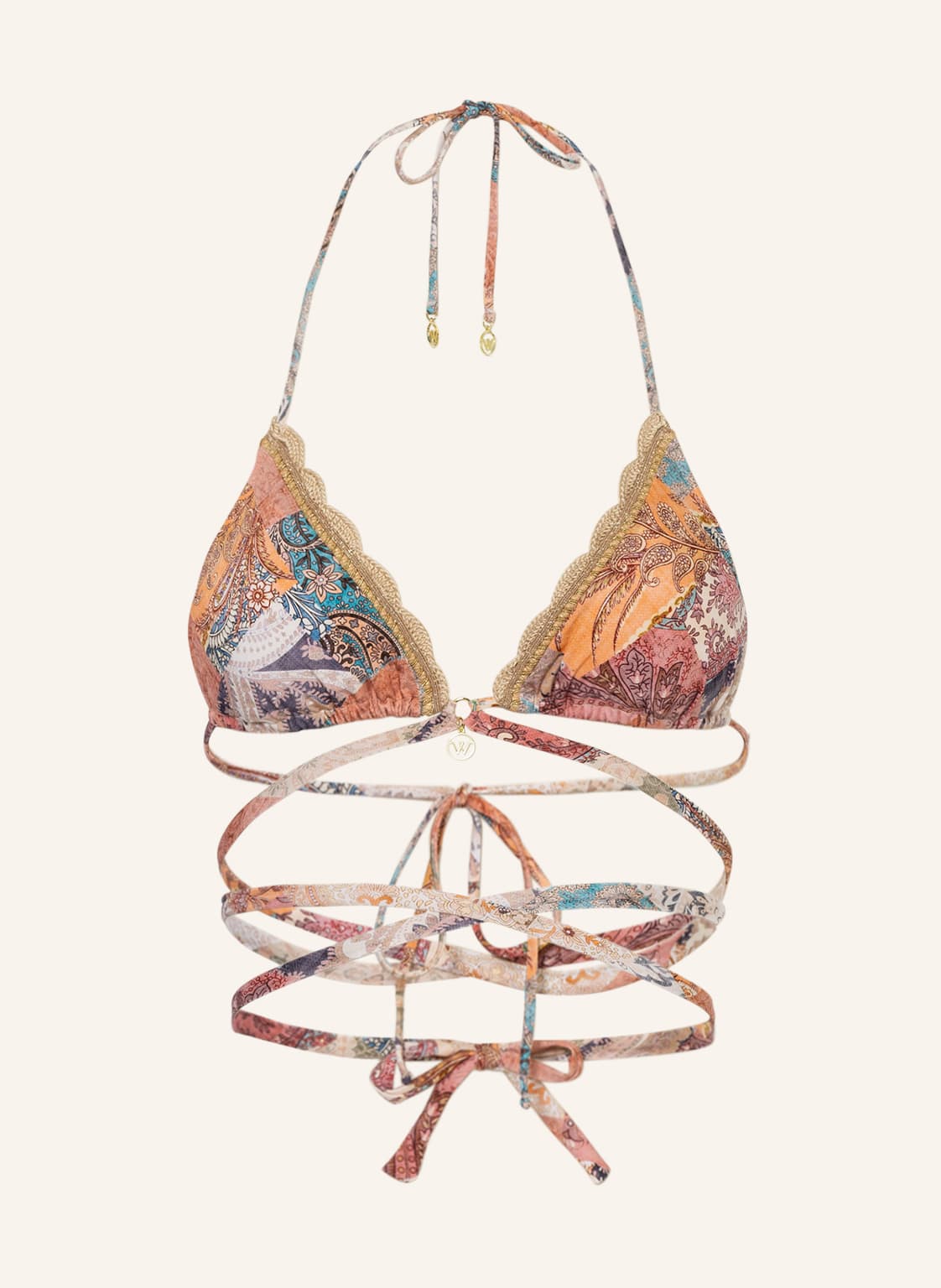 Watercult Triangel-Bikini-Top Paisley Savage beige von WATERCULT