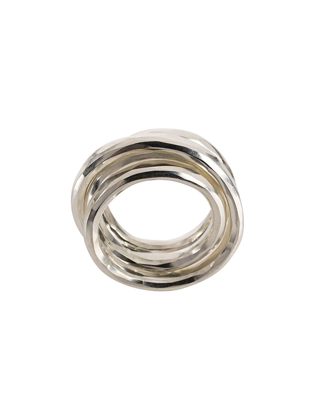 WERKSTATT:MÜNCHEN multi band hammered ring - Metallic von WERKSTATT:MÜNCHEN