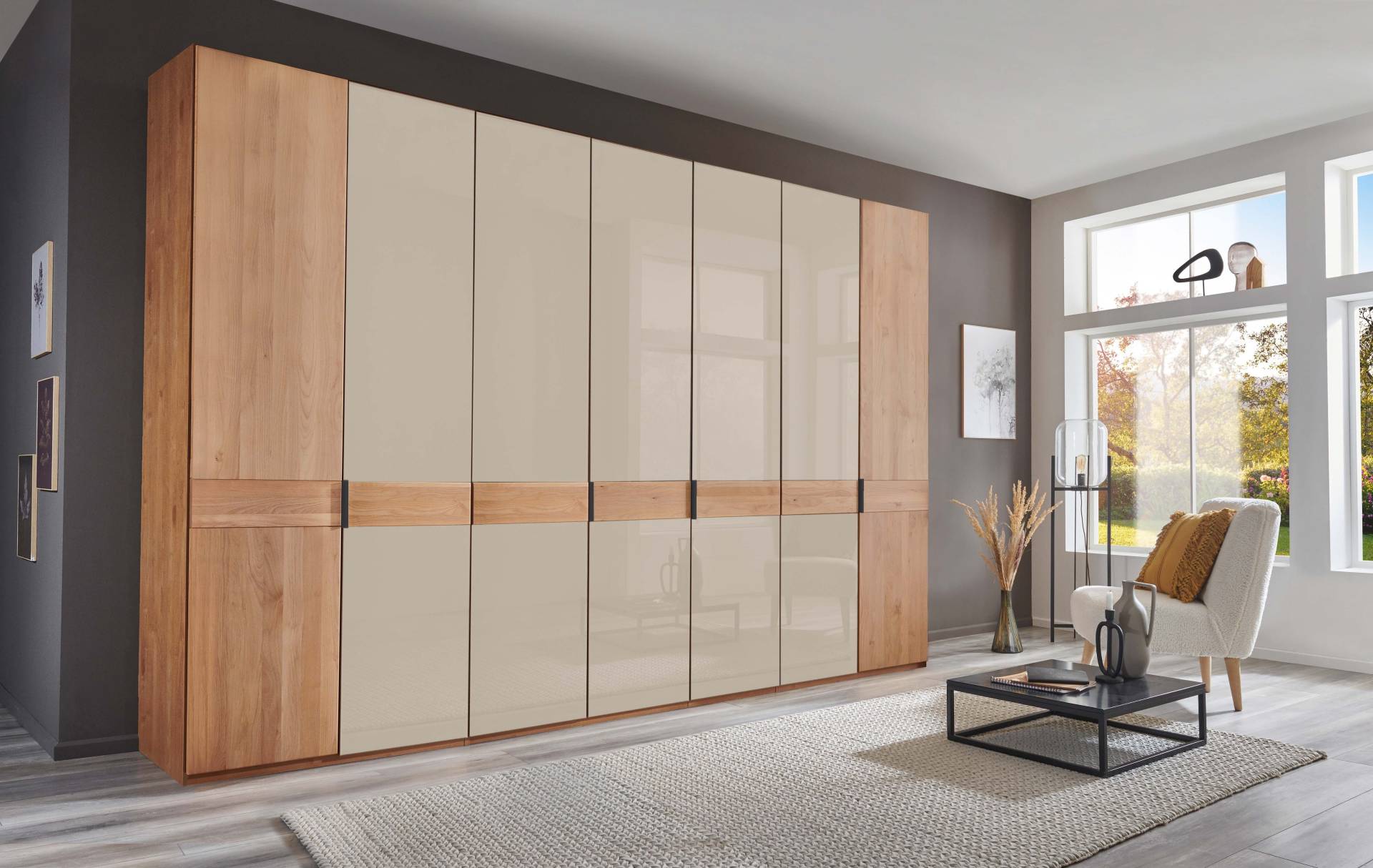 WIEMANN Drehtürenschrank »Cardiff, Massivholztüren in Kombination mit Glas- oder Spiegeltüren«, (4 Breiten, 2 Höhen 216/236cm auswählbar), hochwertiges Design in langlebiger Qualität, viel Stauraum von WIEMANN