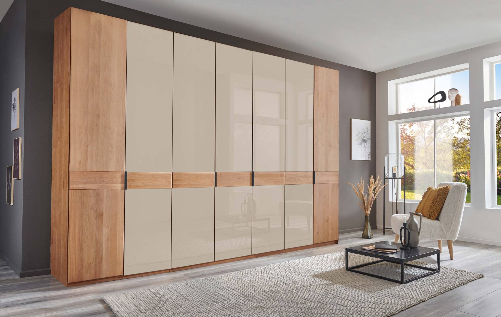 WIEMANN Drehtürenschrank »Cardiff, Massivholztüren in Kombination mit Glas- oder Spiegeltüren«, (4 Breiten, 2 Höhen 216/236cm auswählbar), hochwertiges Design in langlebiger Qualität, viel Stauraum von WIEMANN