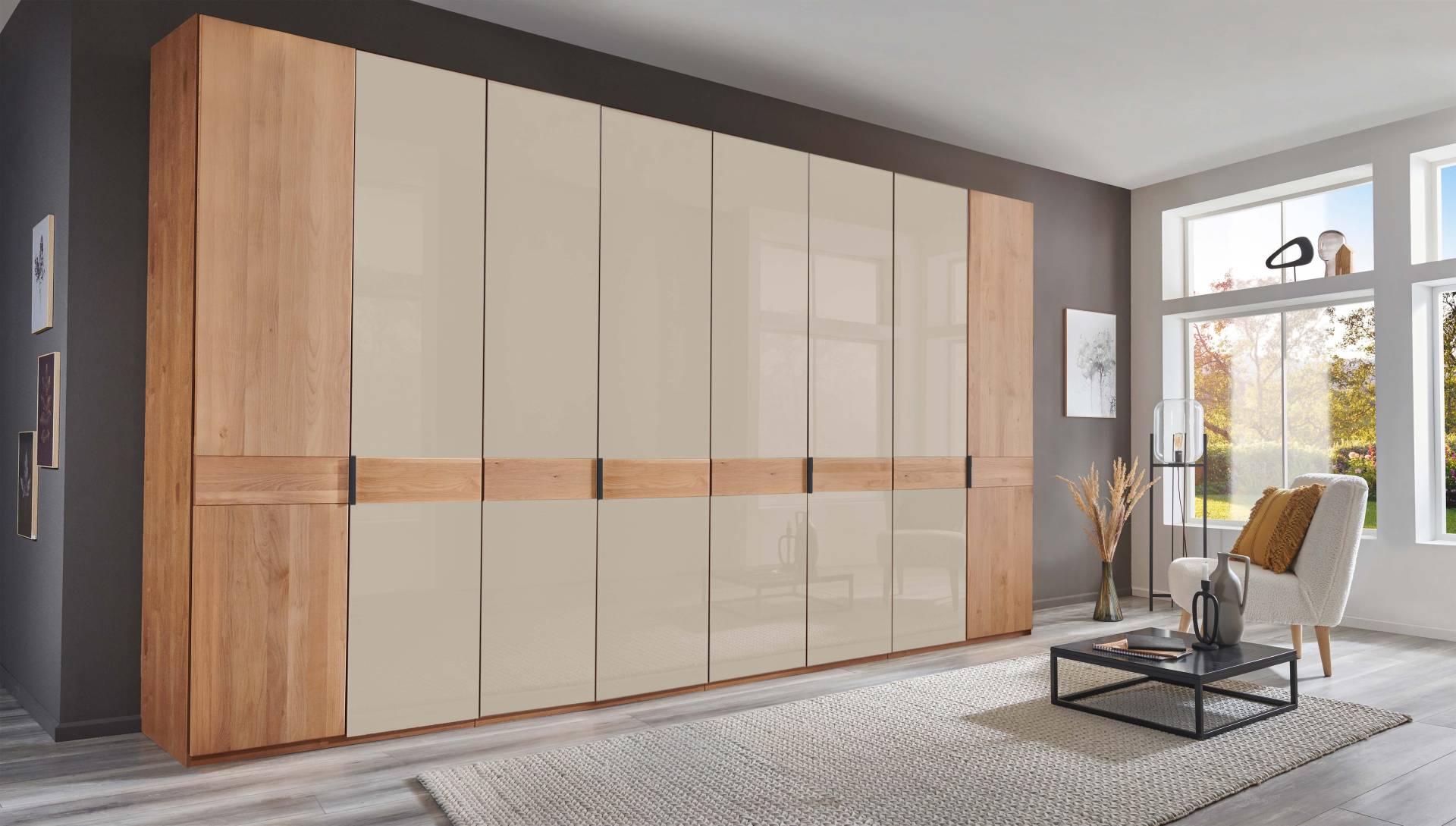 WIEMANN Drehtürenschrank »Cardiff, Massivholztüren in Kombination mit Glas- oder Spiegeltüren«, (4 Breiten, 2 Höhen 216/236cm auswählbar), hochwertiges Design in langlebiger Qualität, viel Stauraum von WIEMANN