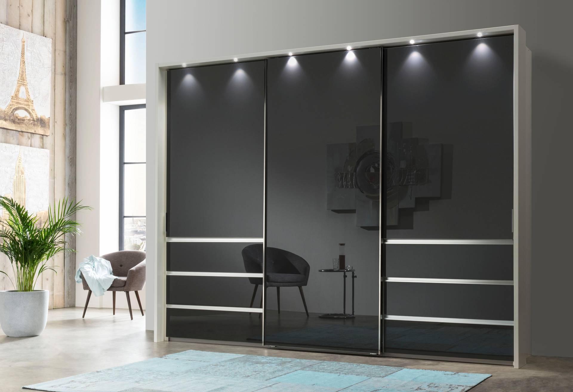 WIEMANN Schwebetürenschrank »Malibu, stilvolles Design, Made in Germany«, mit Glasfront, in verschiedenen Breiten, Schubladen mit Selbsteinzug von WIEMANN