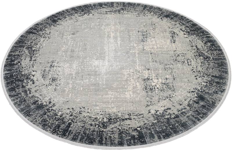 WK WOHNEN Teppich »BORDER«, rund, 8 mm Höhe, hochwertiger Viskoseanteil, samtweiche Oberfläche mit 3 D Effekt von WK WOHNEN