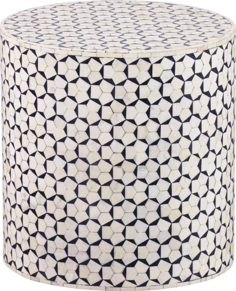 WOOOD Beistelltisch »Neva«, mit edlem grafischen Muster, H 40 cm x Ø 37 cm von WOOOD