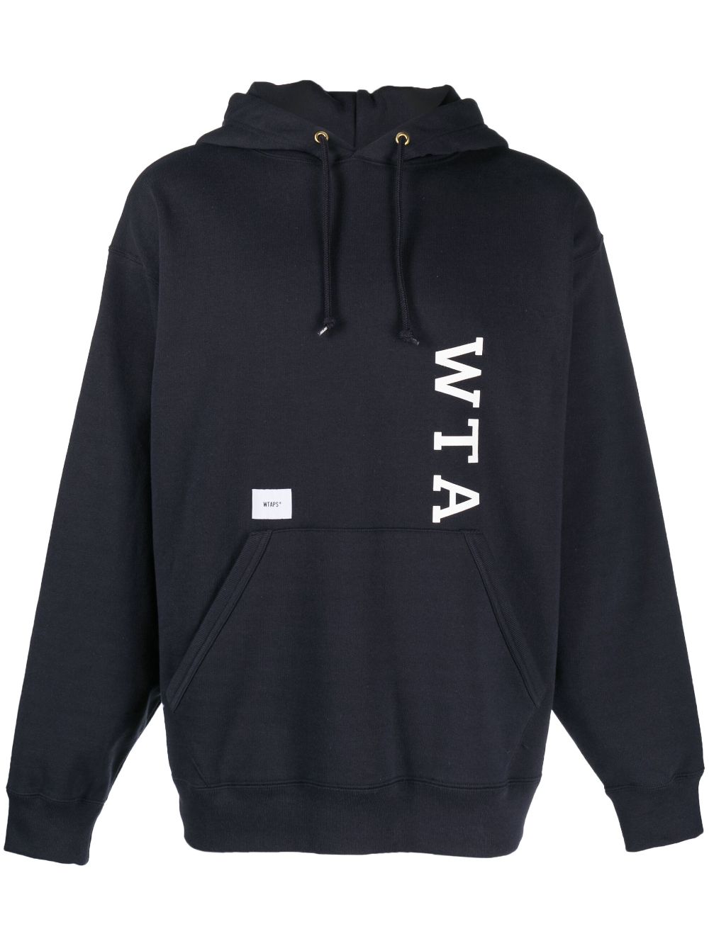 WTAPS logo-print cotton drawstring hoodie - Blue von WTAPS