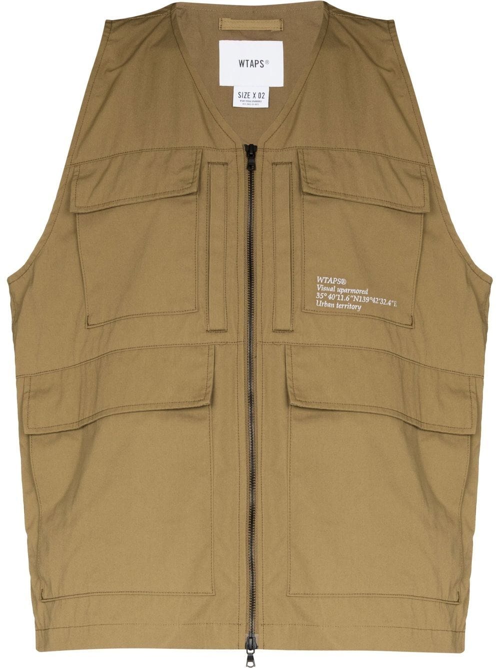 WTAPS logo-print zip-up gilet - Brown von WTAPS