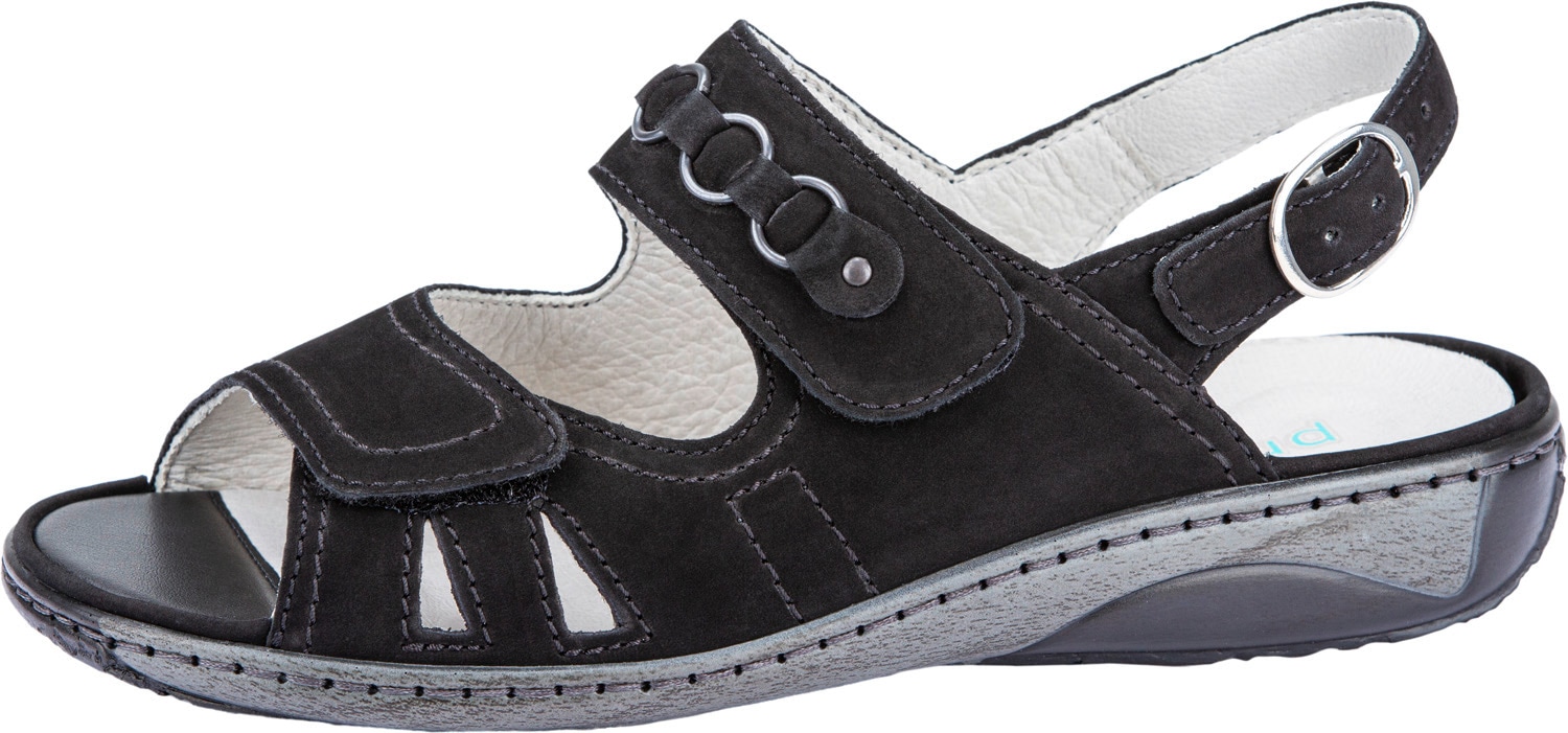 Waldläufer Riemchensandale »GARDA«, Sommerschuh, Sandalette, Keilabsatz, mit Druckknopf, G-Weite Waldläufer Riemchensandale »GARDA«, Sommerschuh, Sandalette, Keilabsatz, mit Druckknopf, G-Weite von Waldläufer