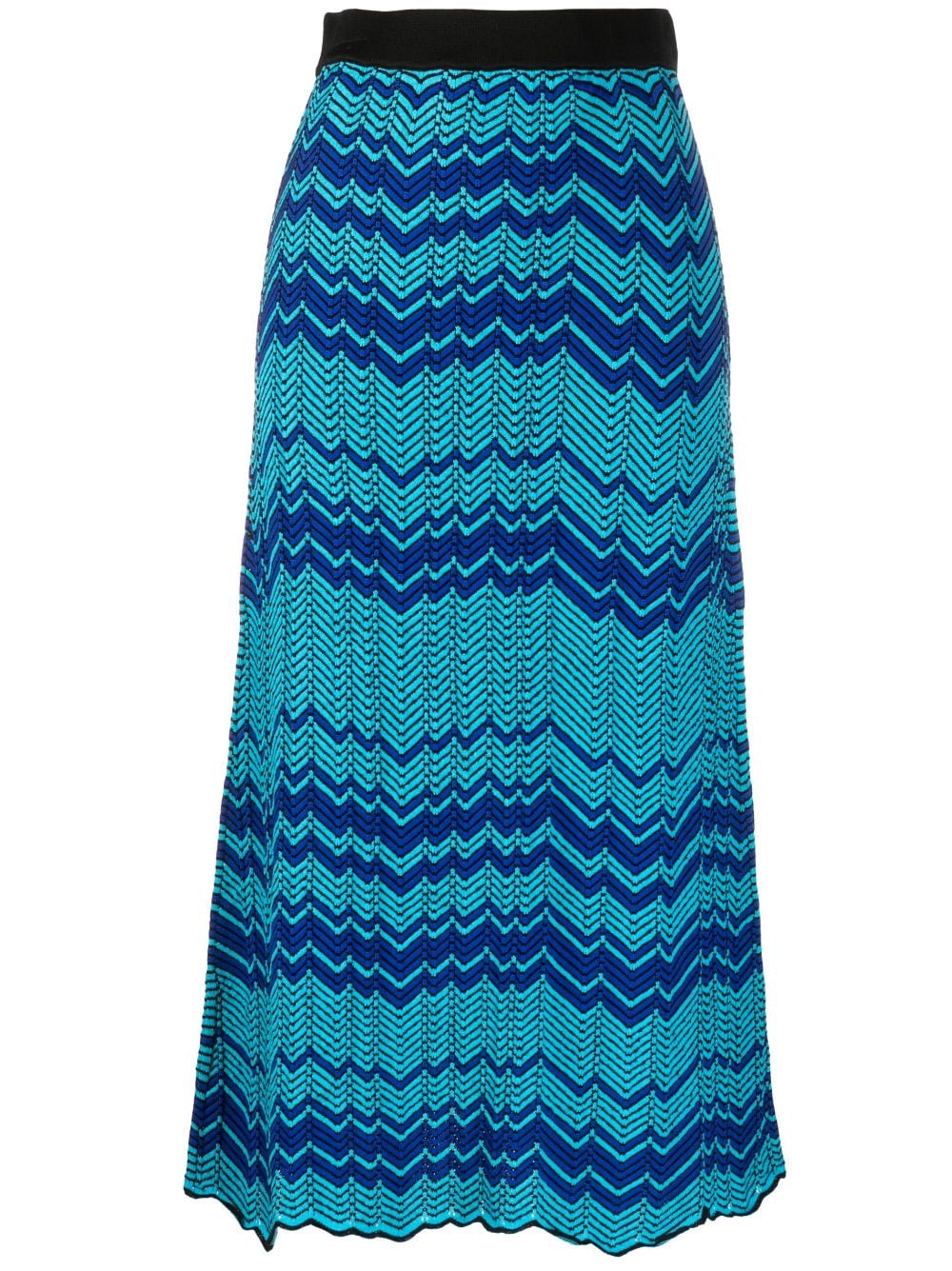 Wales Bonner Palm zigzag pattern midi skirt - Blue von Wales Bonner