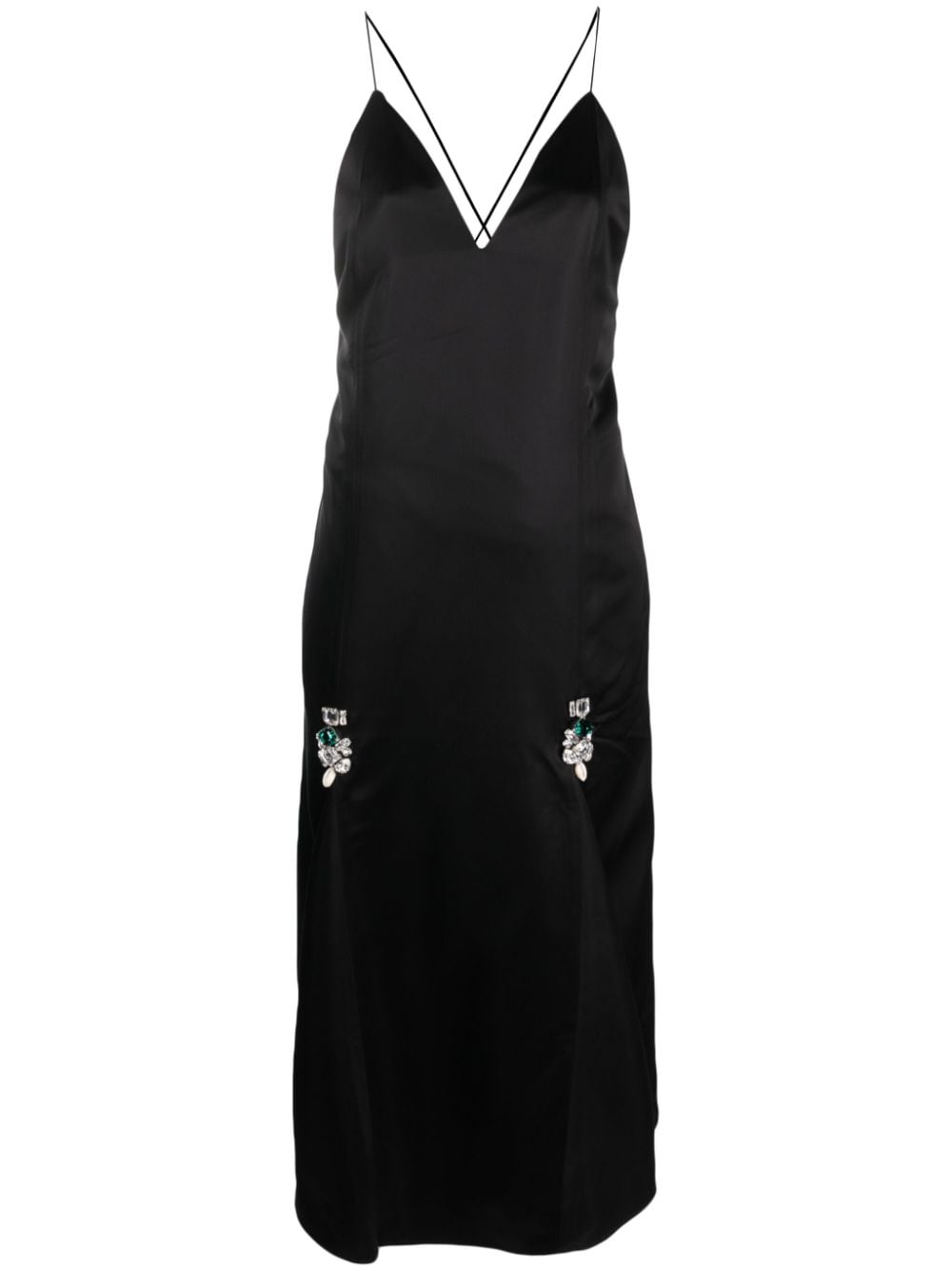 Wales Bonner crystal-embellished satin dress - Black von Wales Bonner