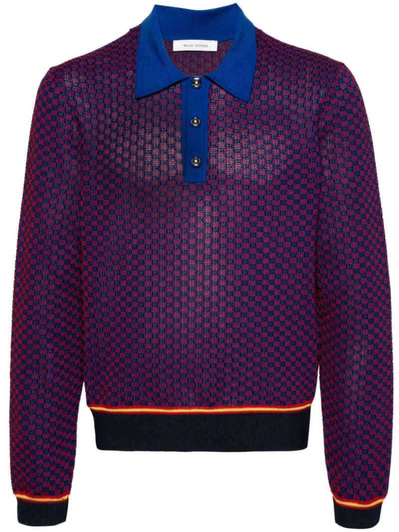 Wales Bonner geometric-pattern polo shirt - Red von Wales Bonner