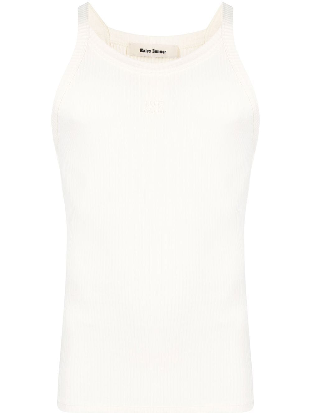 Wales Bonner logo-embroidered ribbed tank top - White von Wales Bonner