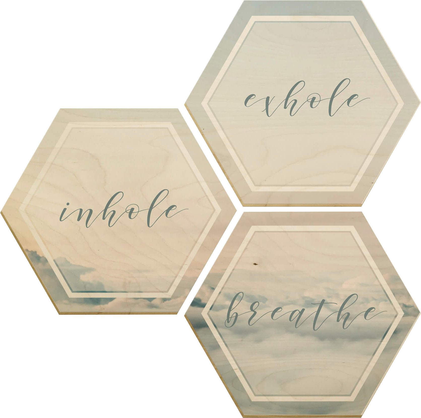 Wall-Art Holzbild »Inhale Exhale Breathe«, (Set, Dekoratives Bild) von Wall-Art