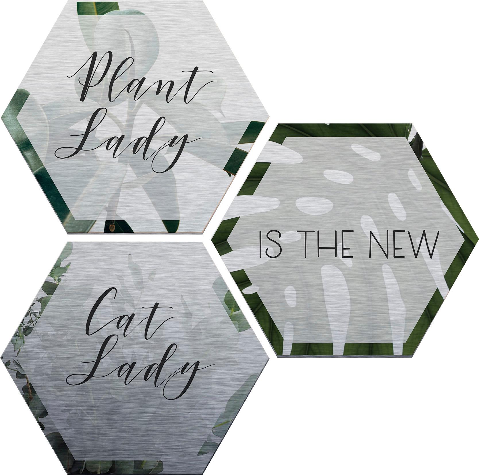 Wall-Art Metallbild »Plantlady is the new Catlady«, (Set) von Wall-Art