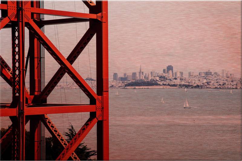 Wall-Art Metallbild »Vor den Toren von San Francisco«, Autos von Wall-Art