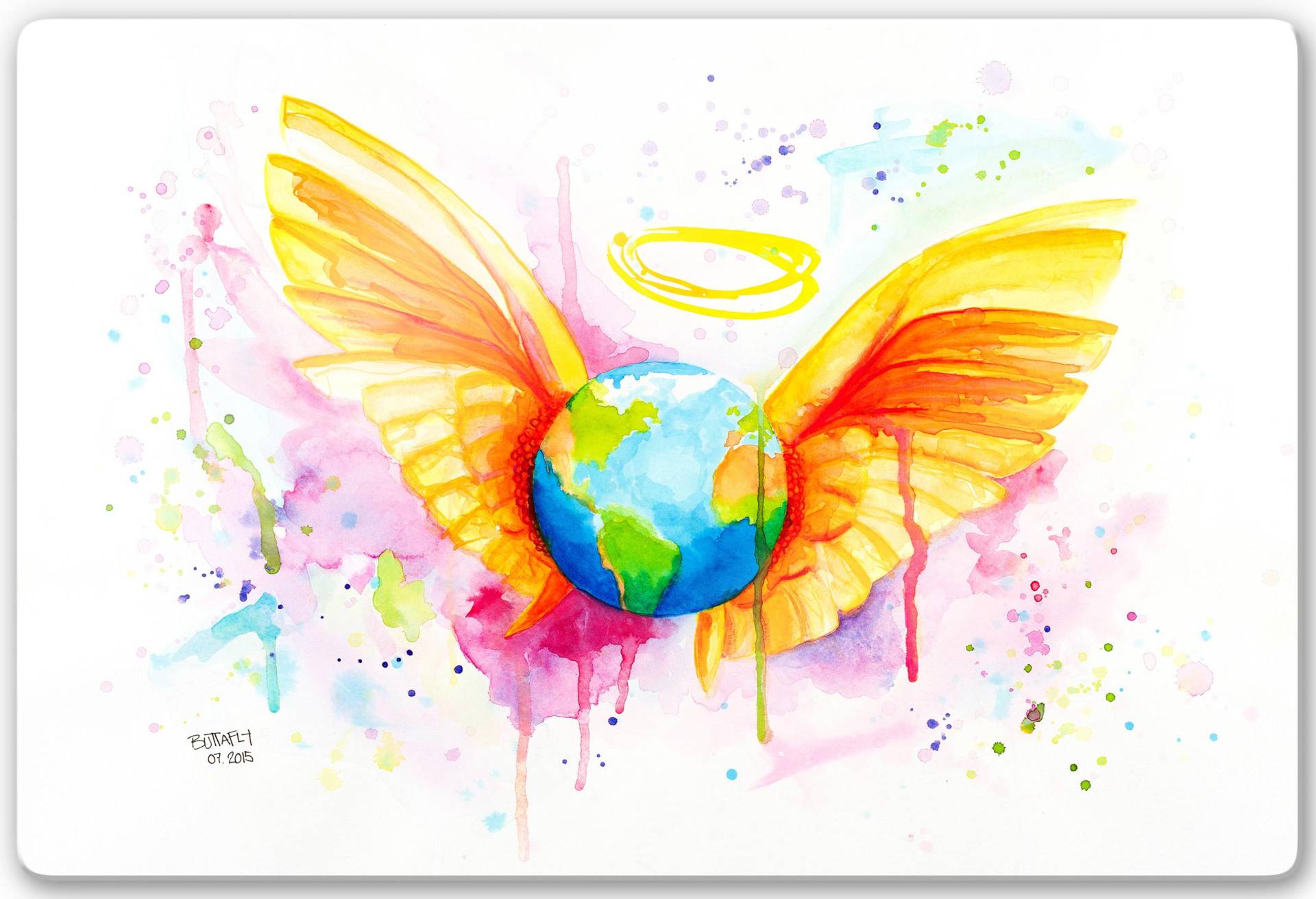 Wall-Art Glasbild »Buttafly Angel«, Landschaft von Wall-Art