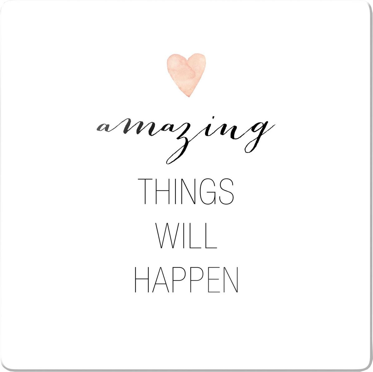 Wall-Art Glasbild »Confetti & Cream Amazing things will happen« von Wall-Art