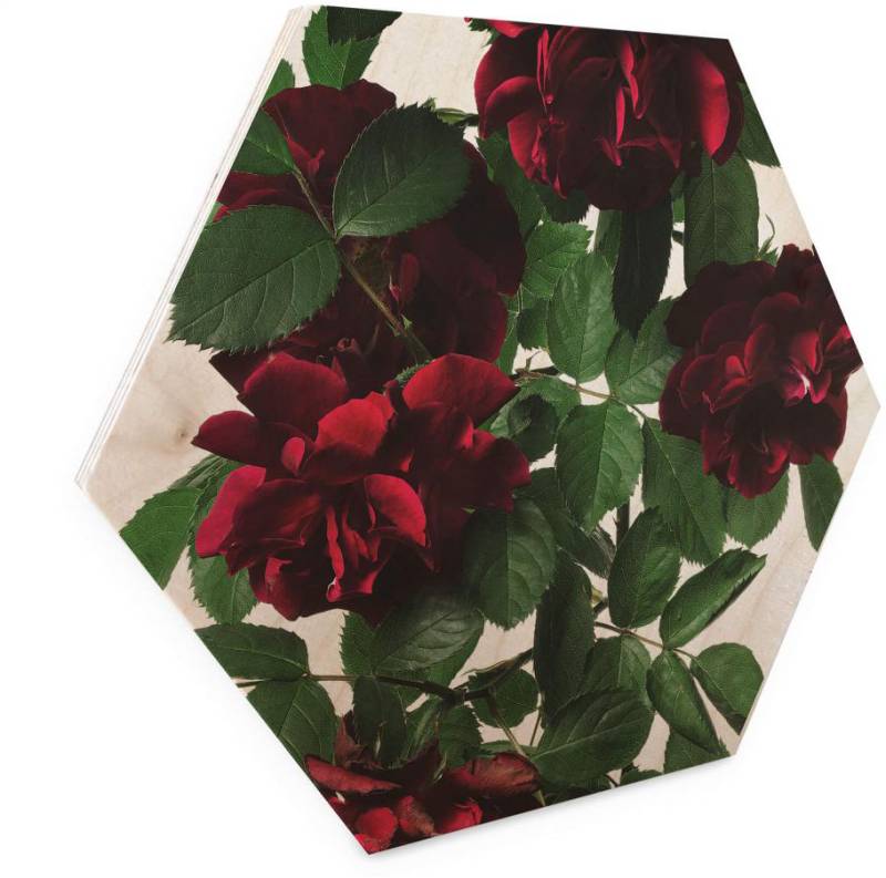 Wall-Art Holzbild »Blumen Holzbild Hexagon Rosen«, (1 St.) von Wall-Art