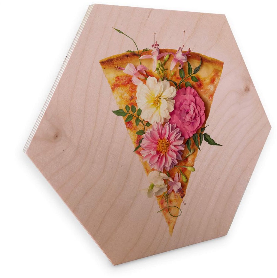 Wall-Art Holzbild »Blumen Pizza Holzbild Küche«, (1 St.) von Wall-Art
