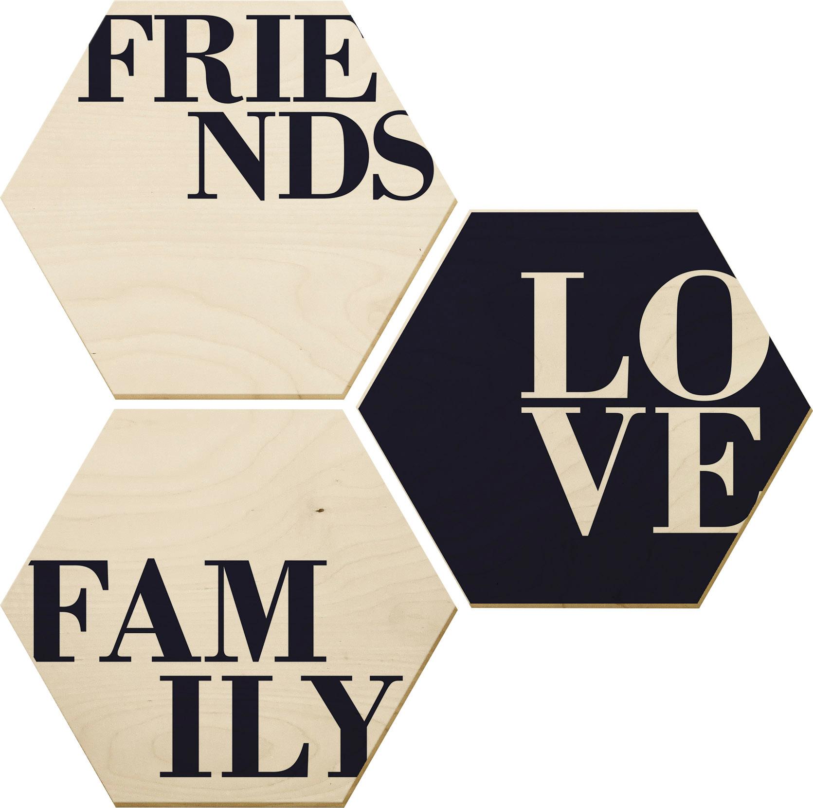 Wall-Art Holzbild »Love, Friends, Family«, Autos, (Set, Dekorative Wanddekoration) von Wall-Art