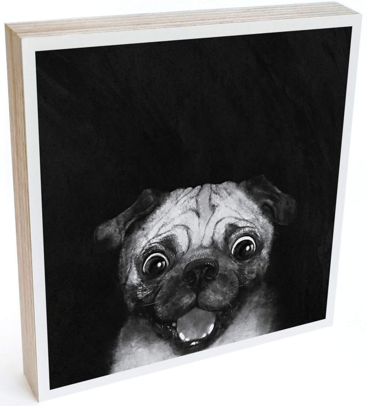 Wall-Art Holzbild »Tischdeko Graves Snuggle Pug«, Blumen, (1 St.) von Wall-Art