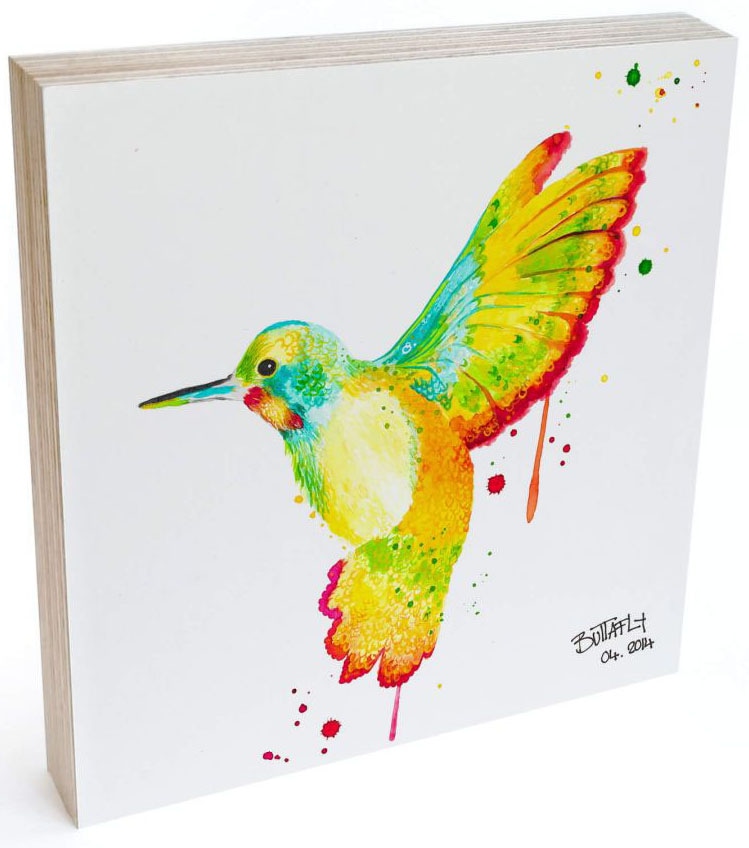 Wall-Art Holzbild »Tischdeko Kolibri Holzbild Vogel«, Blumen, (1 St.) von Wall-Art