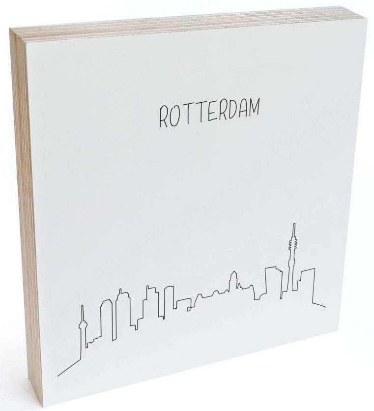 Wall-Art Holzbild »Tischdeko Skyline Rotterdam«, (1 St.) von Wall-Art