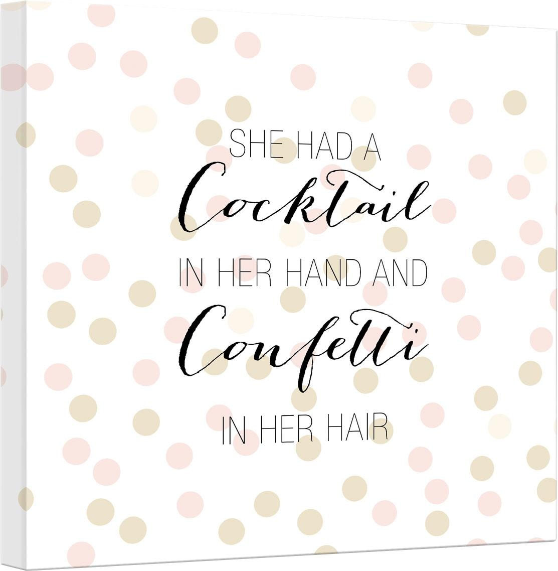 Wall-Art Leinwandbild »Confetti & Cream - Cocktail in her Hand and Confetti in hair« von Wall-Art