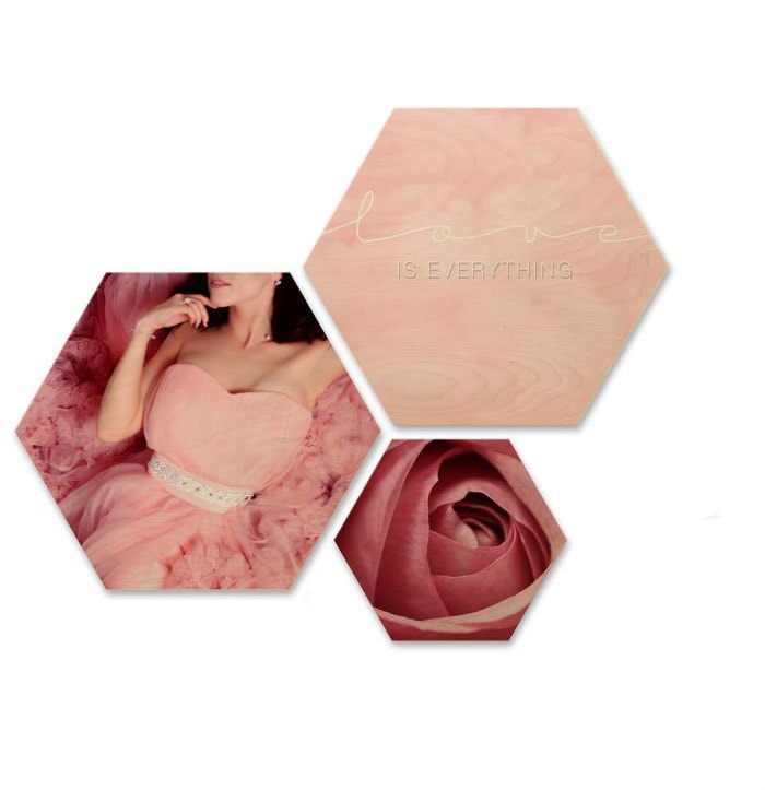 Wall-Art Mehrteilige Bilder »Hexagon Love is everything«, (Set, 3 St.) von Wall-Art