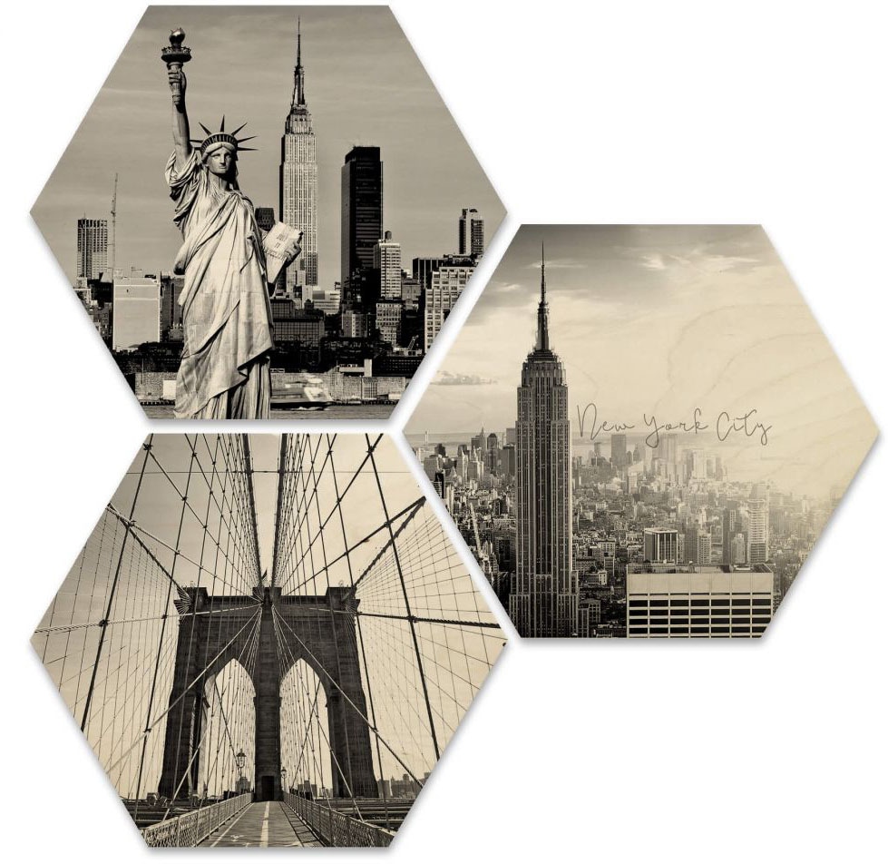 Wall-Art Mehrteilige Bilder »Impression New York Collage«, (Set, 3 St.) von Wall-Art