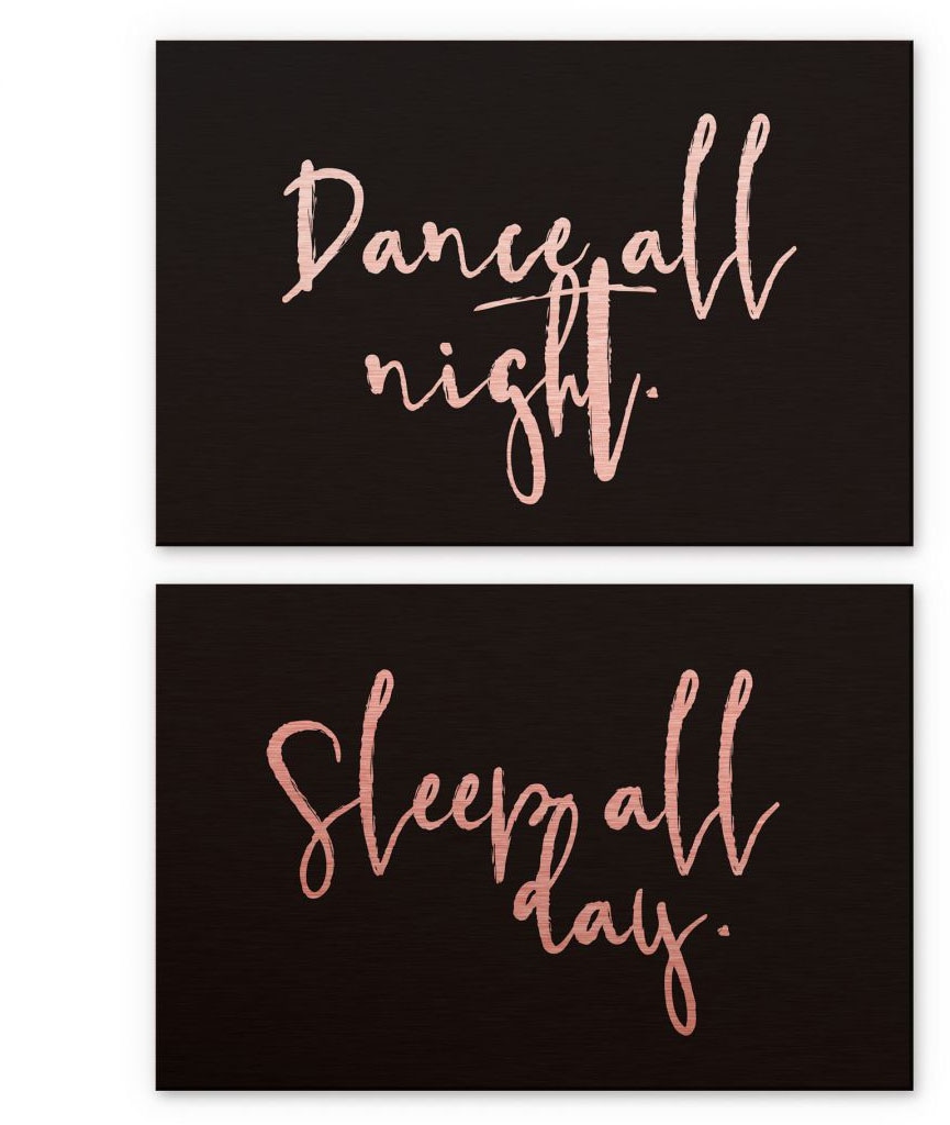 Wall-Art Mehrteilige Bilder »Kupfereffekt Dance and sleep«, Schriftzug, (Set, 2 St.) von Wall-Art