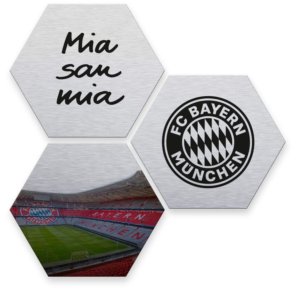 Wall-Art Mehrteilige Bilder »Silberfarben FC Bayern München«, (Set, 3 St., Im 3-teiligen Set) von Wall-Art