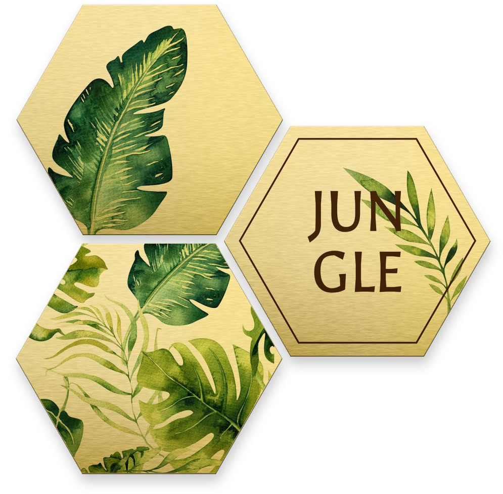 Wall-Art Mehrteilige Bilder »Silbereffekt Jungle Collage«, Kinder, (Set, 3 St.) von Wall-Art