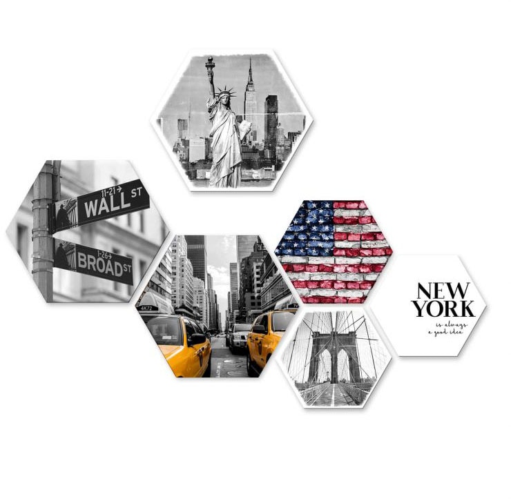Wall-Art Mehrteilige Bilder »Typisch New York Collage«, (Set, 6 St.) von Wall-Art