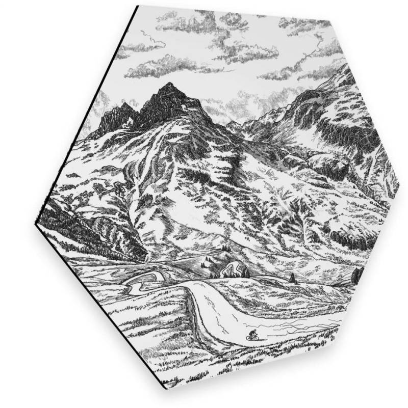 Wall-Art Metallbild »Alpenpass Frankreich Natur Weiss«, Schriftzug, (1 St.) von Wall-Art