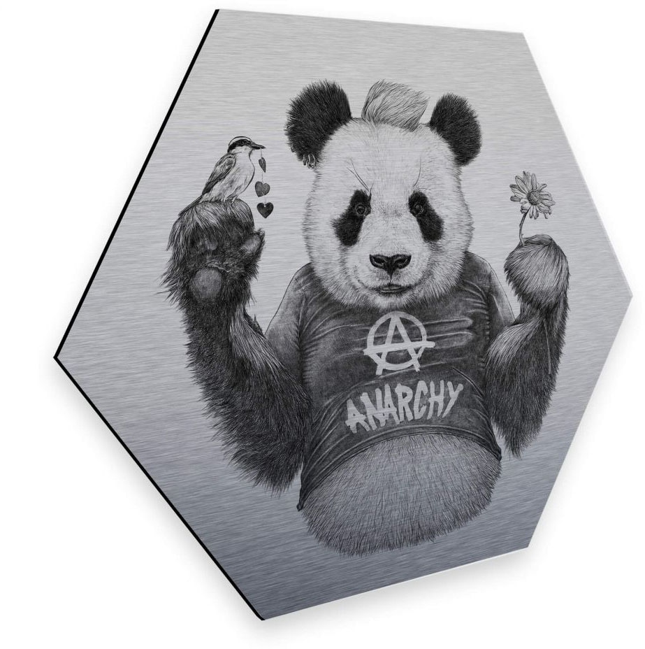 Wall-Art Metallbild »Türschild Panda Bär Silberfarben Deko«, (1 St., Dekorative Wanddekoration) von Wall-Art