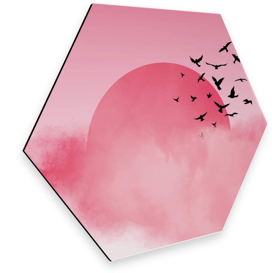 Wall-Art Metallbild »Vogel Sonnenuntergang Pink«, (1 St.) von Wall-Art