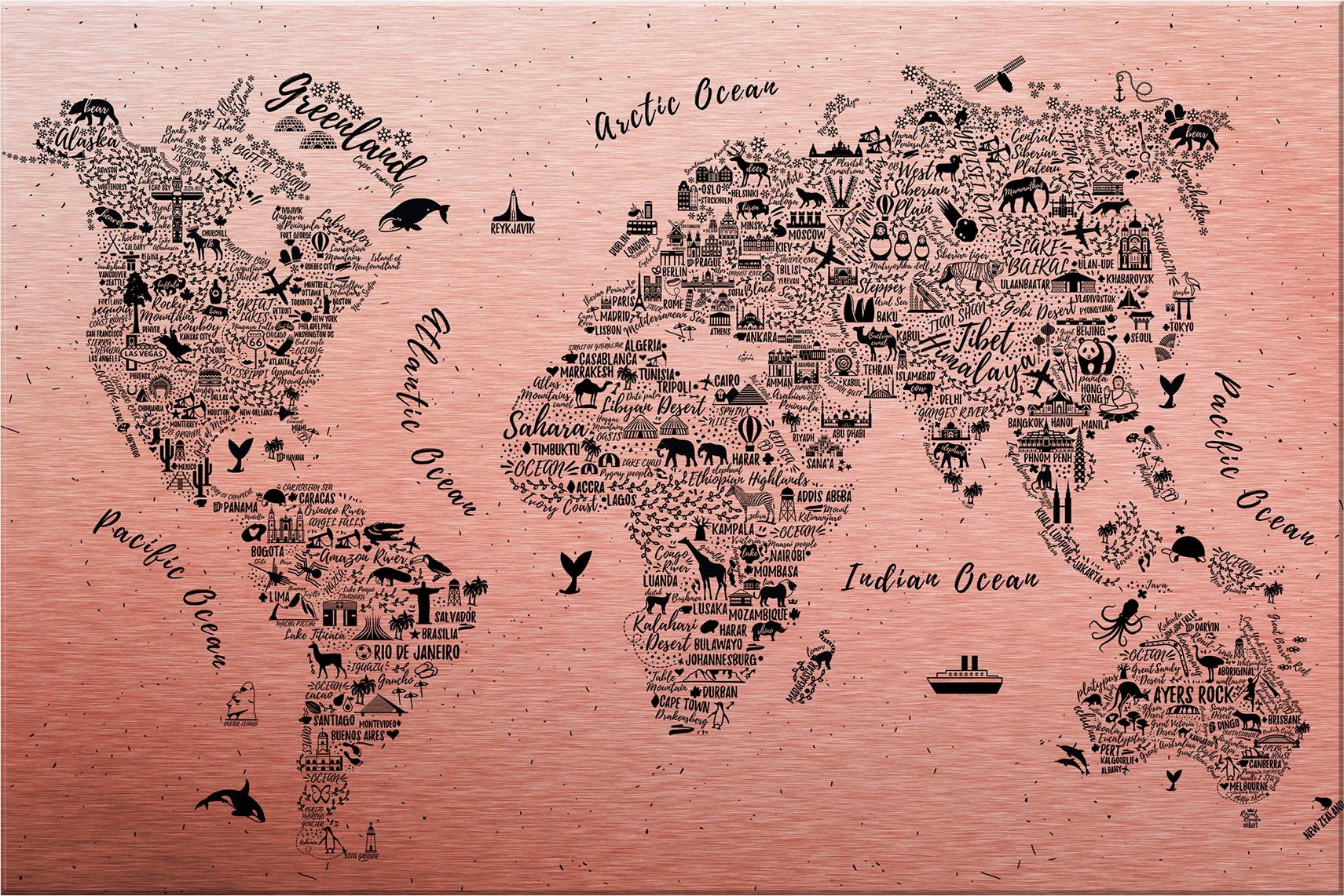 Wall-Art Metallbild »Weltkarte Around the world« von Wall-Art