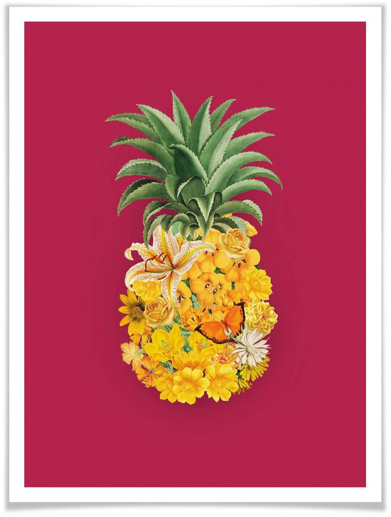 Wall-Art Poster »Ananas Blume Pink«, Blumen, (1 St.) von Wall-Art