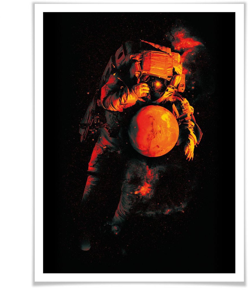 Wall-Art Poster »Astronaut Schwarz Mars Weltall«, Astronaut, (1 St.) von Wall-Art