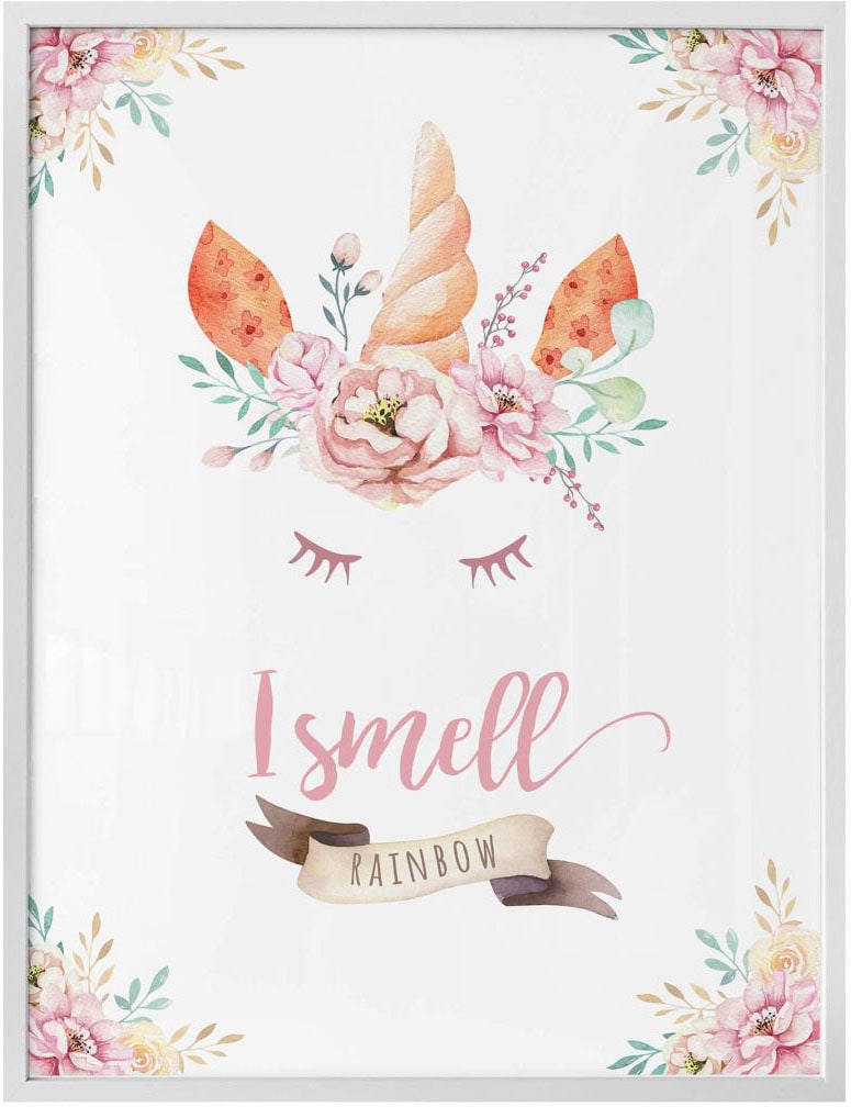 Wall-Art Poster »Blumen Einhorn Prinzessin«, Blumen, (1 St.) von Wall-Art