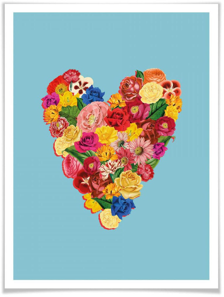 Wall-Art Poster »Blumen Herz Sommerliebe«, Herz, (1 St.) von Wall-Art