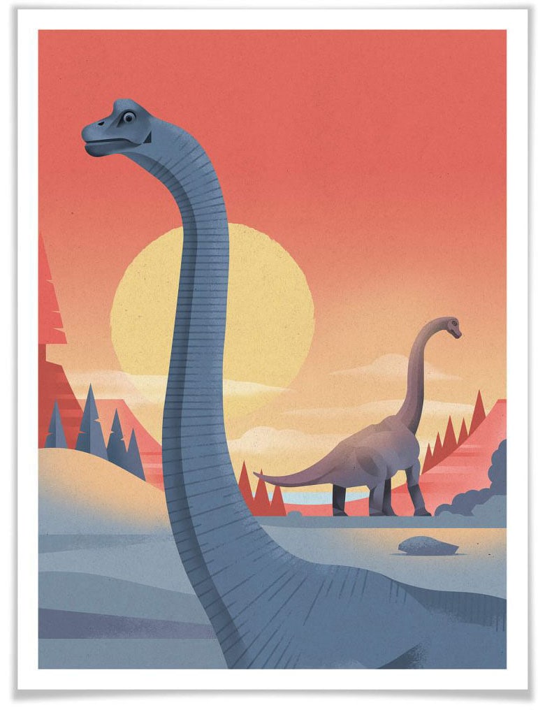 Wall-Art Poster »Brachiosaurus Dino Safari«, Dinosaurier, (1 St.) von Wall-Art