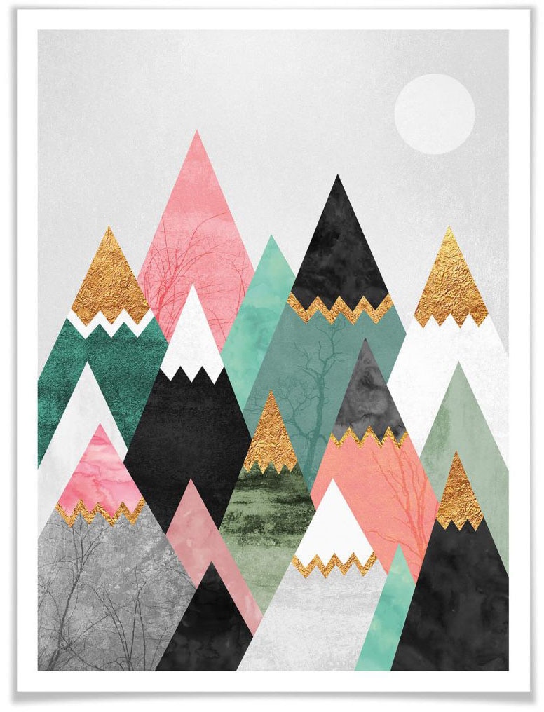 Wall-Art Poster »Bunte Berge«, Berge, (1 St.) von Wall-Art